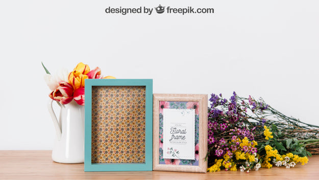 Floral Mockup Of Frames Psd