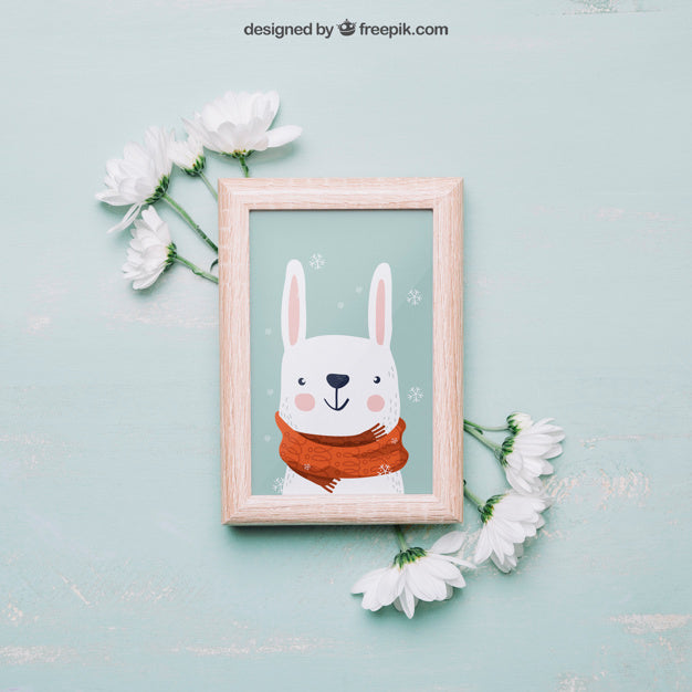 Floral Mockup With Frame Psd