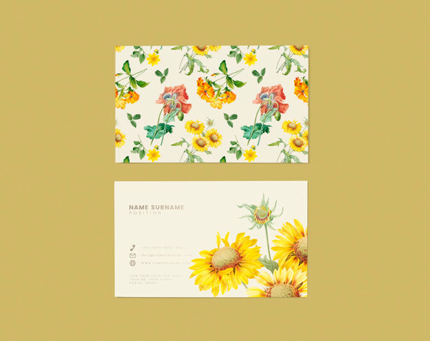 Floral Name Card Design Psd