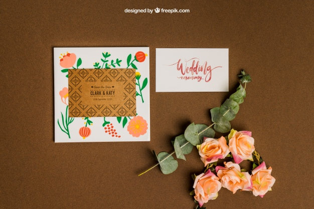 Floral Stationery Wedding Mockup Psd