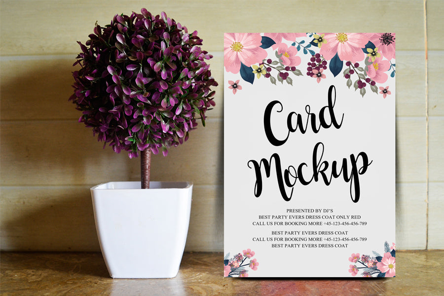 Floral Invitation and Greeting Card PSD Mockup