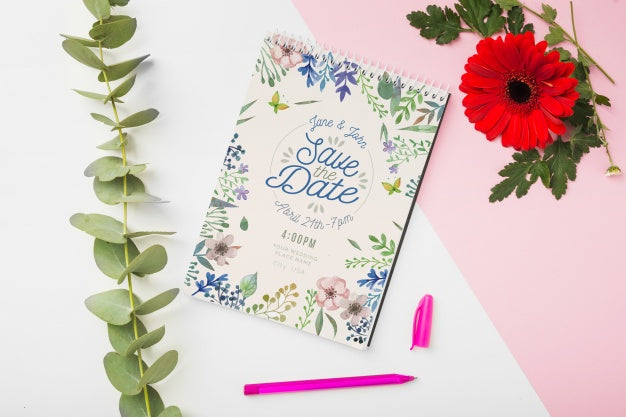 Floral Wedding Invitation Mockup Psd