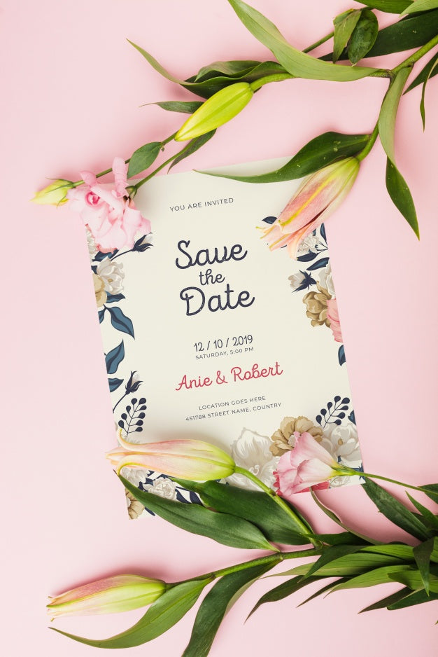 Floral Wedding Invitation Mockup Psd