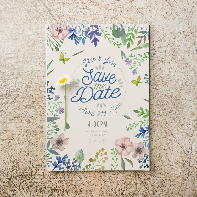 Floral Wedding Invitation Mockup Psd