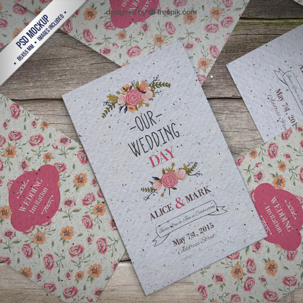 Floral Wedding Invitation Mockup Psd