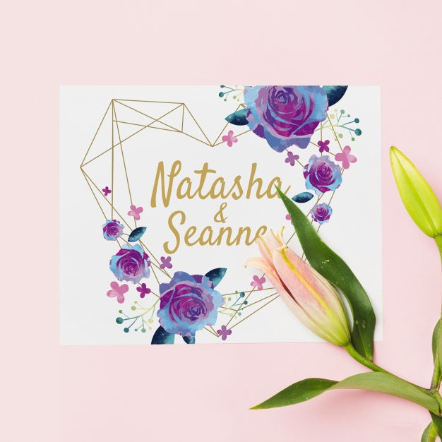 Floral Wedding Invitation Mockup Psd
