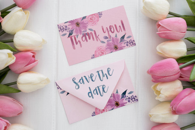 Floral Wedding Invitation Mockup Watercolor Psd