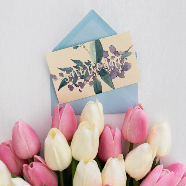 Floral Wedding Invitation Mockup Watercolor Psd