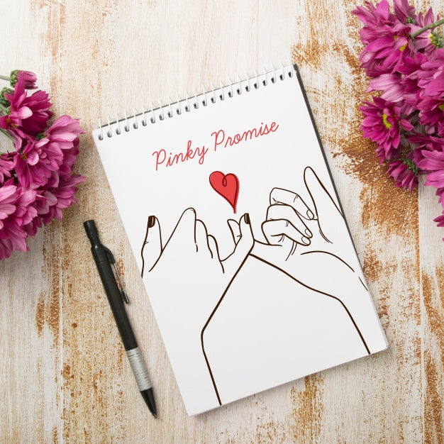 Floral Wedding Notepad Mockup Psd