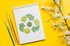Flower Branch And Notebook With Draw Psd