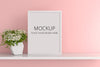 Flower In Pot With Frame Mockup Psd