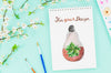Flowers And Realistic Draw On Notebook Psd