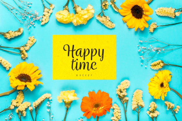 Flowers Assortment With Message Psd