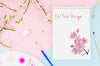Flowers Beside Notebook With Realistic Draw Psd