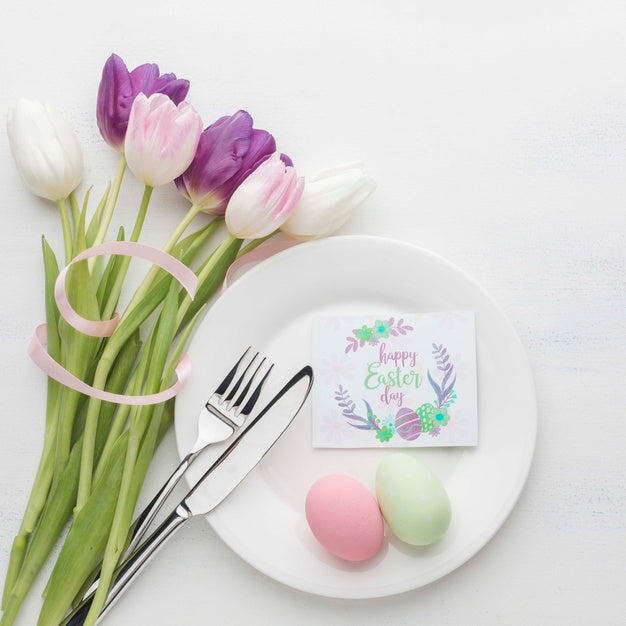 Flowers Bouquet With Eggs Psd