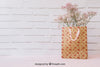 Flowers In Paper Bag And Copyspace Psd