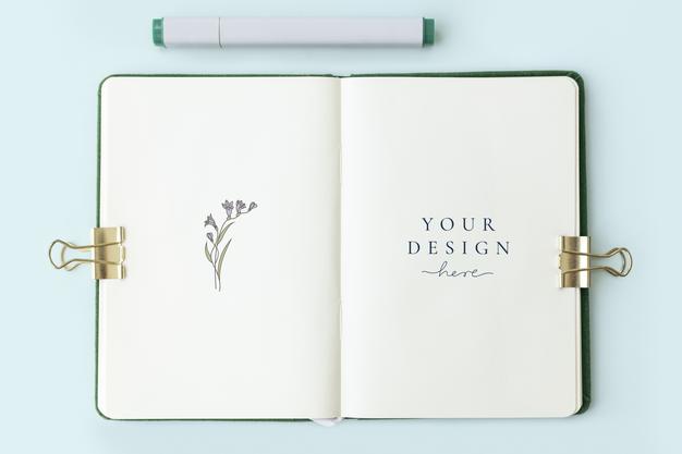 Flowers On A Notebook Page Mockup Psd