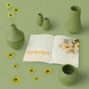 Flowers Vases In 3D With Spring Card Mock-Up Psd