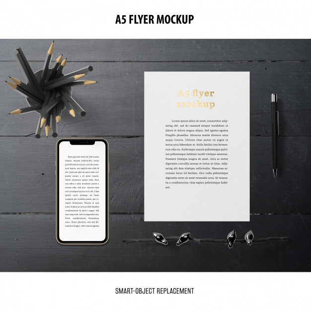 Flyer Mockup In A Desktop Psd