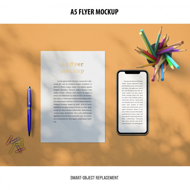 Flyer Mockup In A Desktop Psd