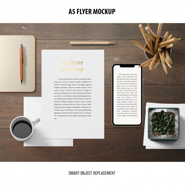 Flyer Mockup In A Desktop Psd