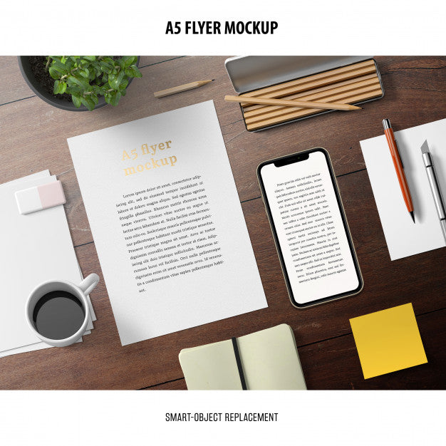Flyer Mockup In A Desktop Psd