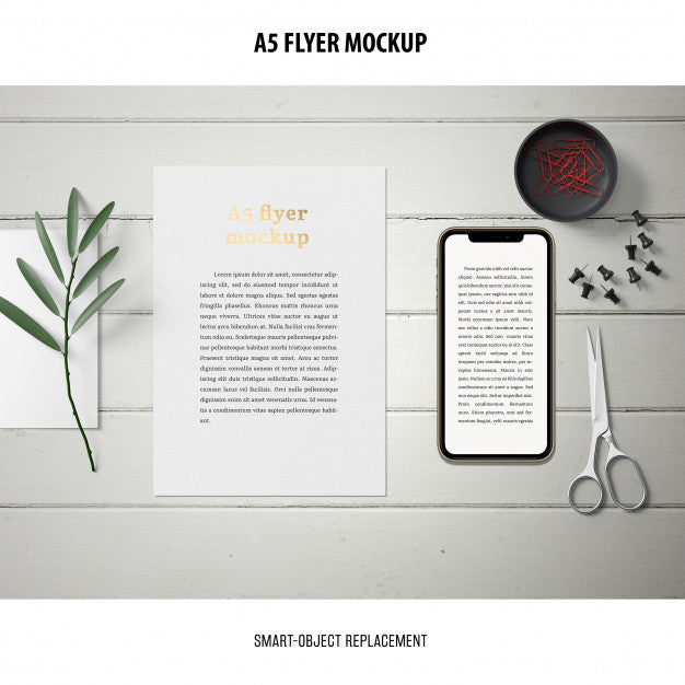 Flyer Mockup In A Desktop Psd