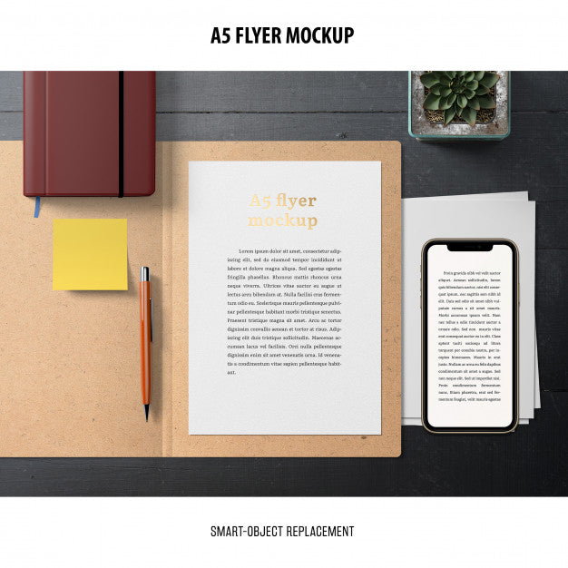 Flyer Mockup In A Desktop Psd