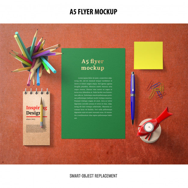 Flyer Mockup In A Desktop Psd