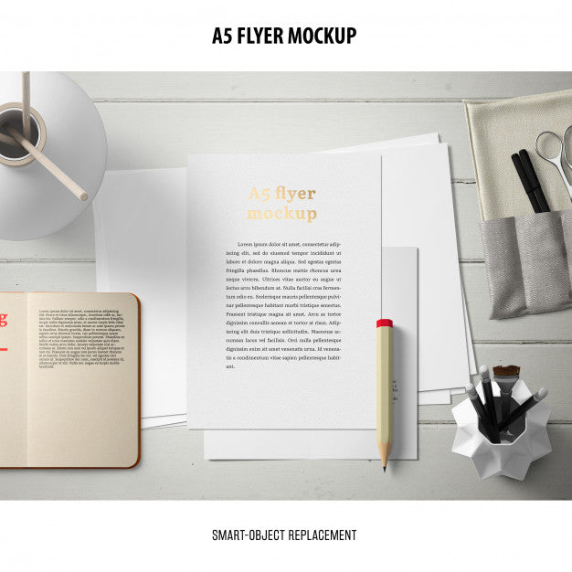 Flyer Mockup In A Desktop Psd
