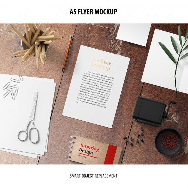 Flyer Mockup In A Desktop Psd