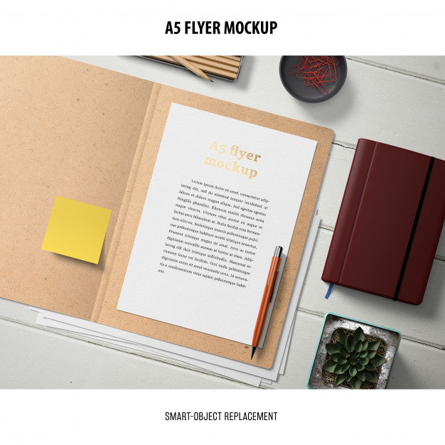 Flyer Mockup In A Desktop Psd
