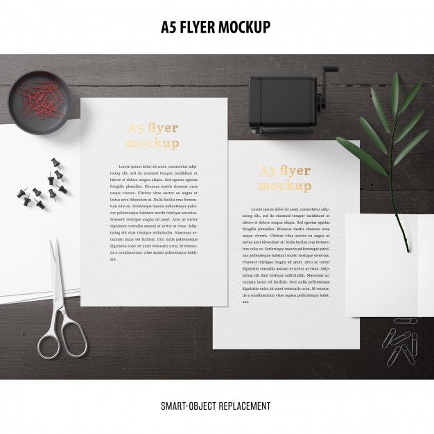 Flyer Mockup In A Desktop Psd