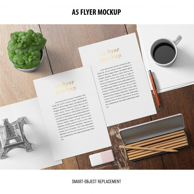 Flyer Mockup In A Desktop Psd