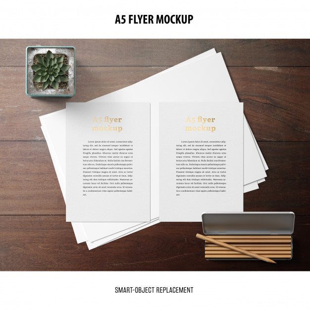 Flyer Mockup In A Desktop Psd