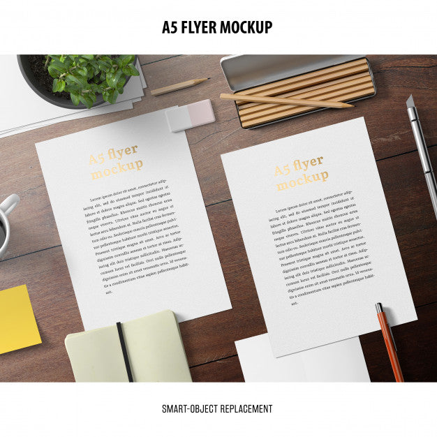 Flyer Mockup In A Desktop Psd