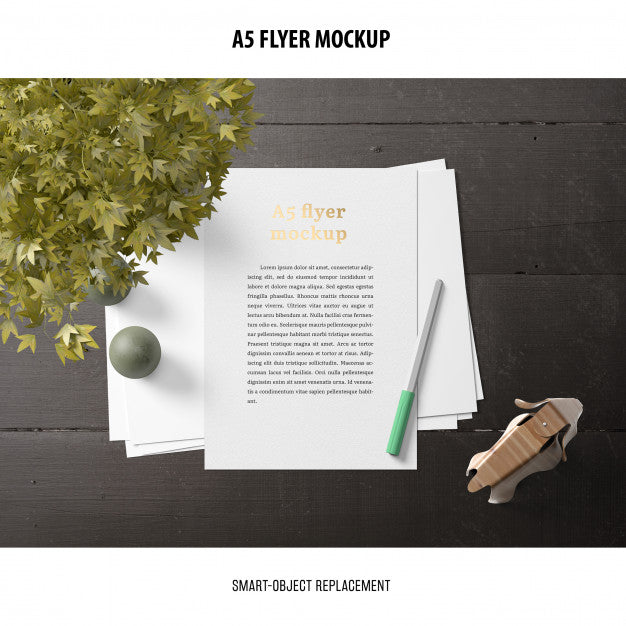 Flyer Mockup In A Desktop Psd