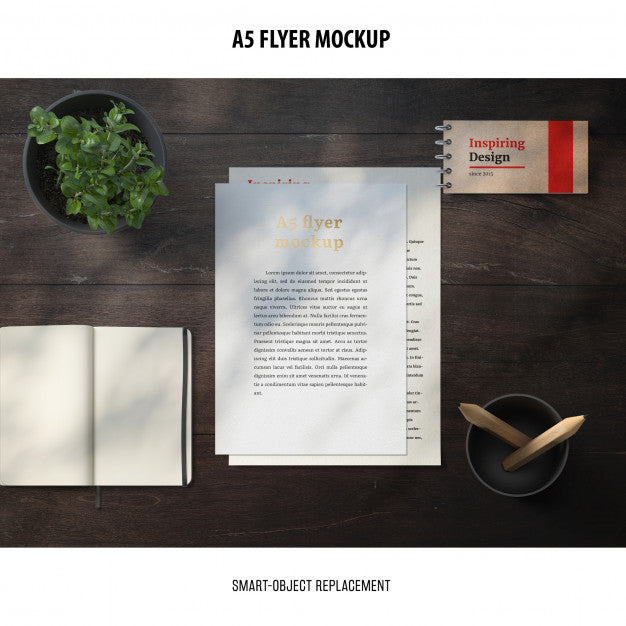 Flyer Mockup In A Desktop Psd