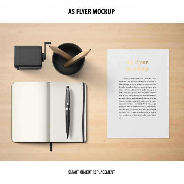 Flyer Mockup In A Desktop Psd