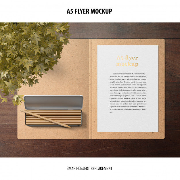 Flyer Mockup In A Desktop Psd