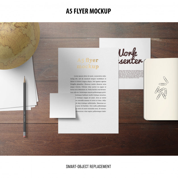 Flyer Mockup In A Desktop Psd