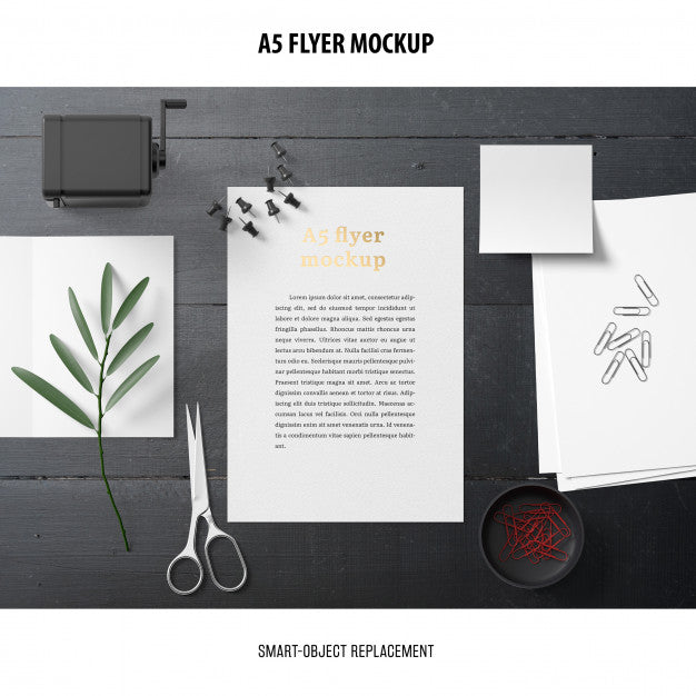 Flyer Mockup In A Desktop Psd