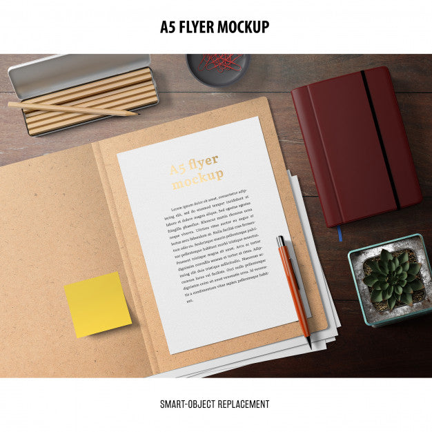 Flyer Mockup In A Desktop Psd