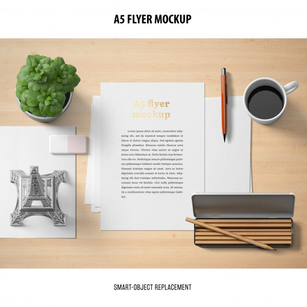 Flyer Mockup In A Desktop Psd