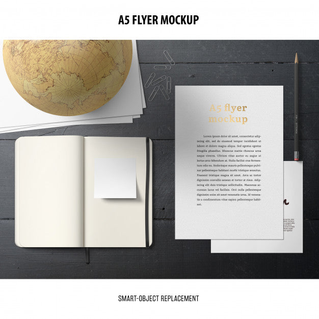 Flyer Mockup In A Desktop Psd