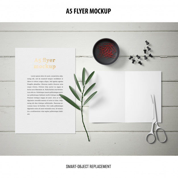 Flyer Mockup In A Desktop Psd