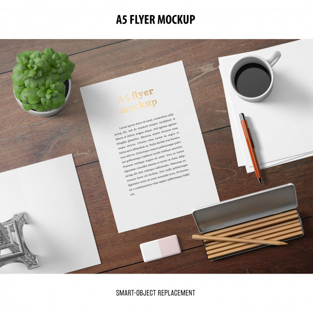 Flyer Mockup In A Desktop Psd