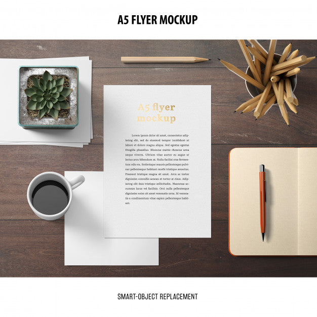 Flyer Mockup In A Desktop Psd