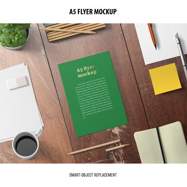 Flyer Mockup In A Desktop Psd
