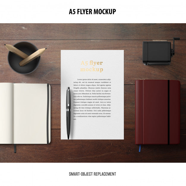 Flyer Mockup In A Desktop Psd